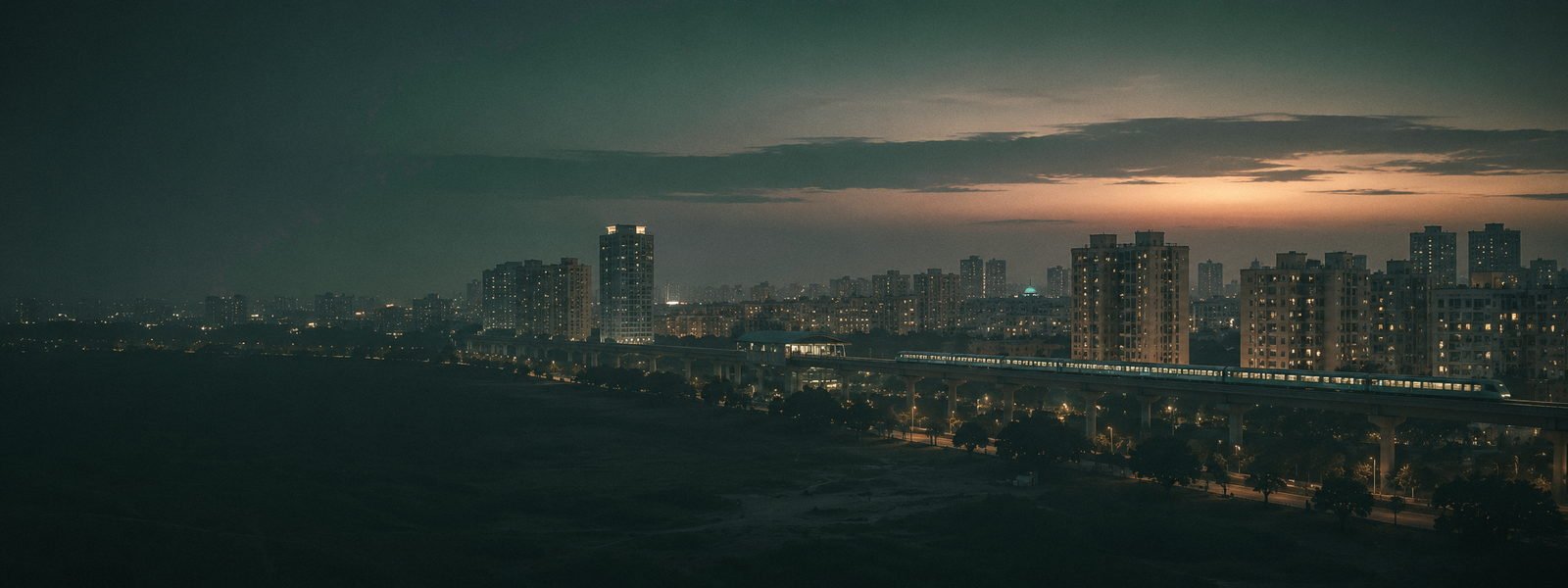 Dwarka, New Delhi business district at dusk, the home market of Nakh Marketing