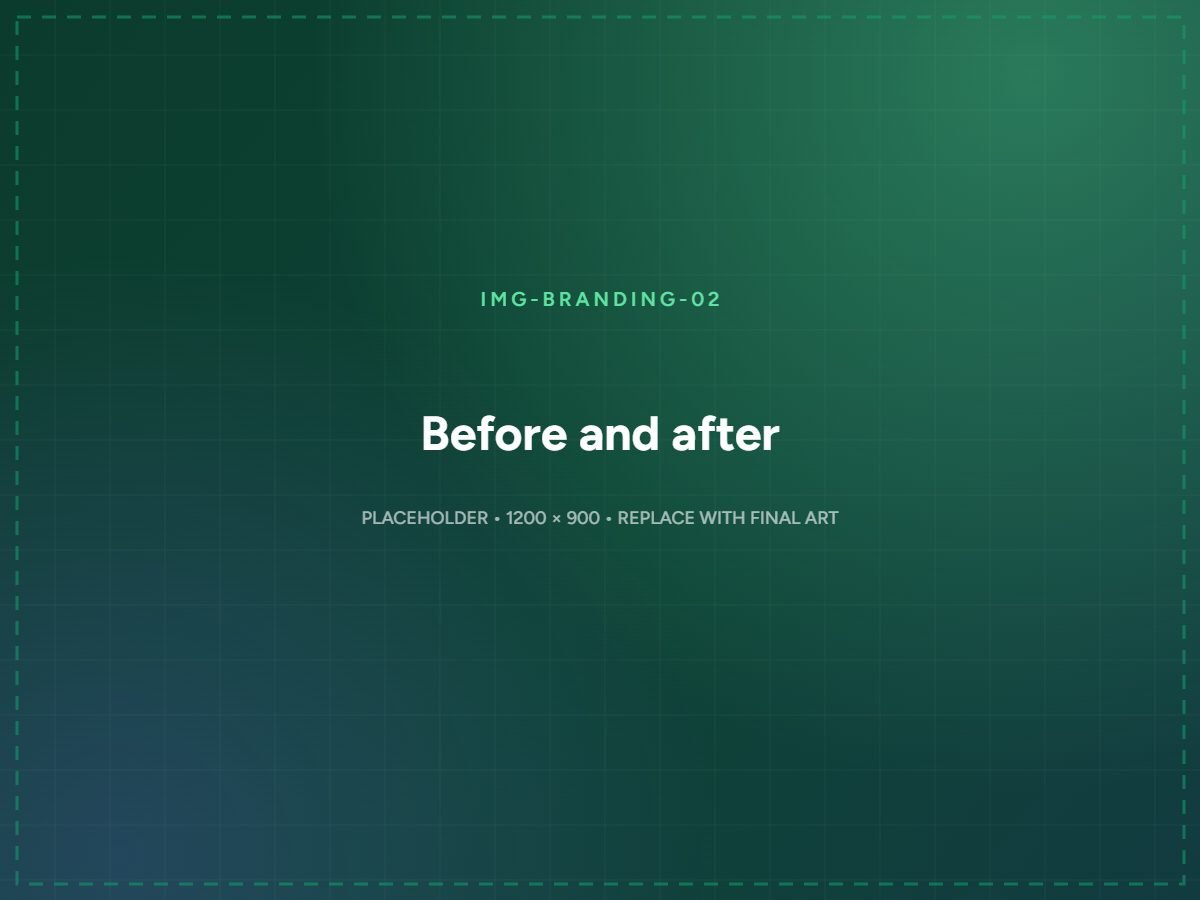 Before and after comparison of an inconsistent brand identity being rebuilt