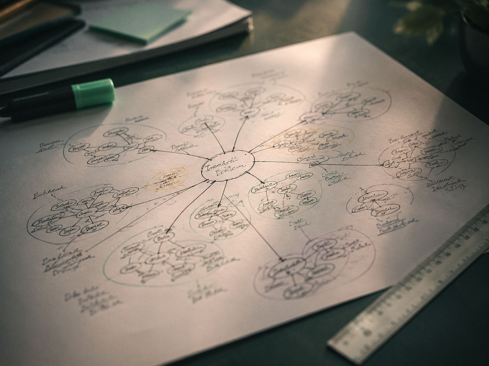 Keyword research board mapping commercial search intent for a Delhi NCR service business