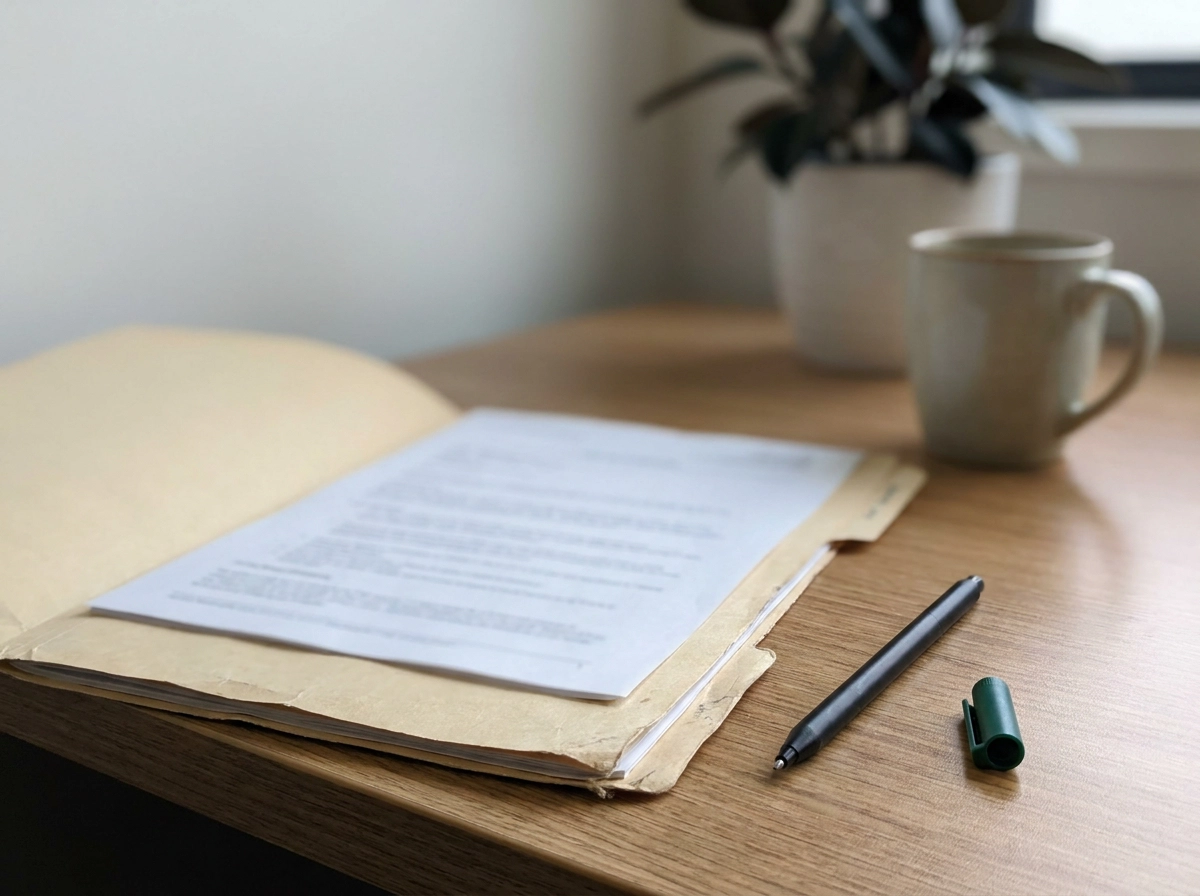 Open notebook and pen on a wooden table, illustrating content gap analysis and technical SEO